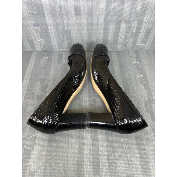 Kate Spade Patent Leather Shoes Black 8.5 Womens Round Toe Textured - Picture 8 of 10